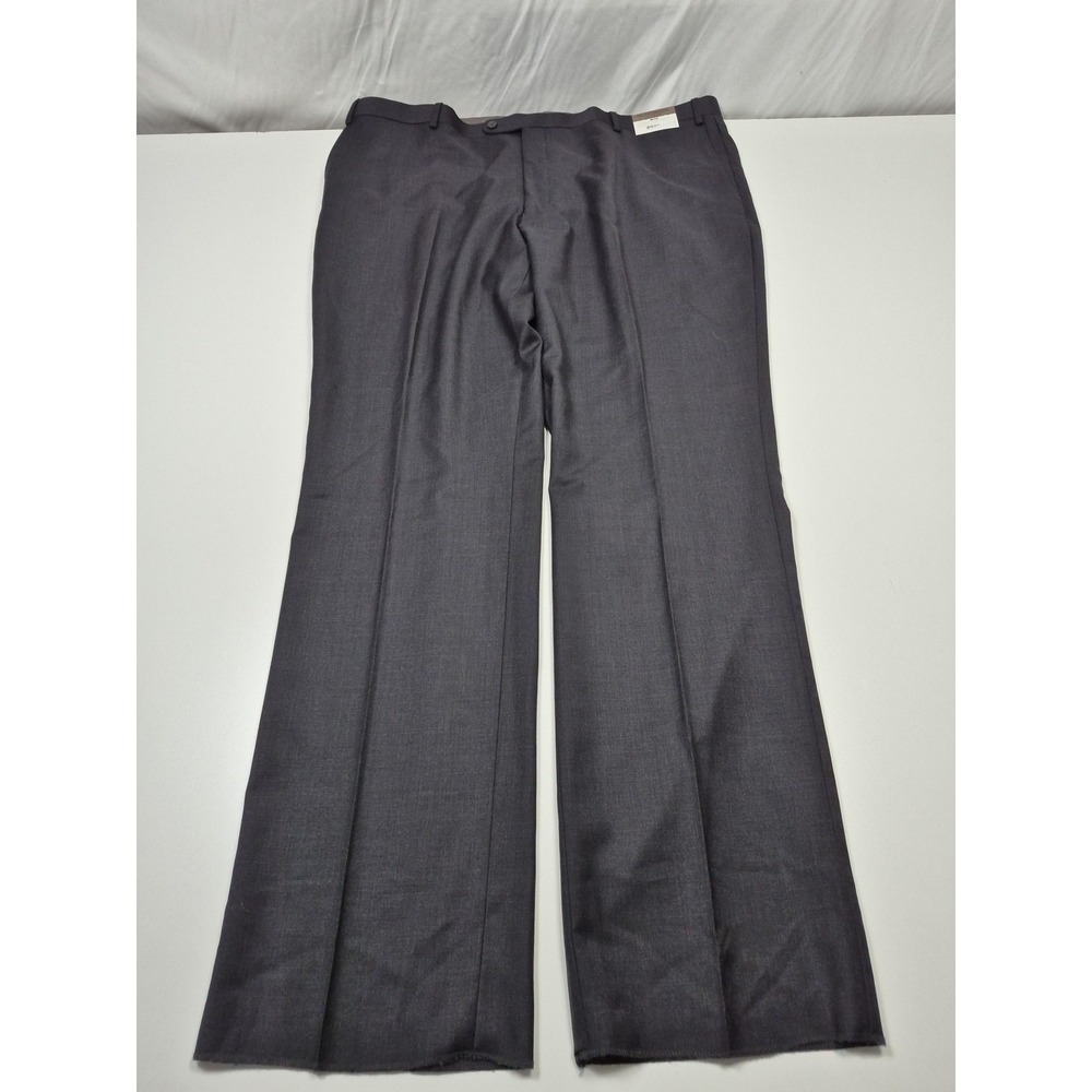 Prontomoda Wool Pants Mens 46x36 Gray Super 140s Dress Flat Front Unhemmed NWT